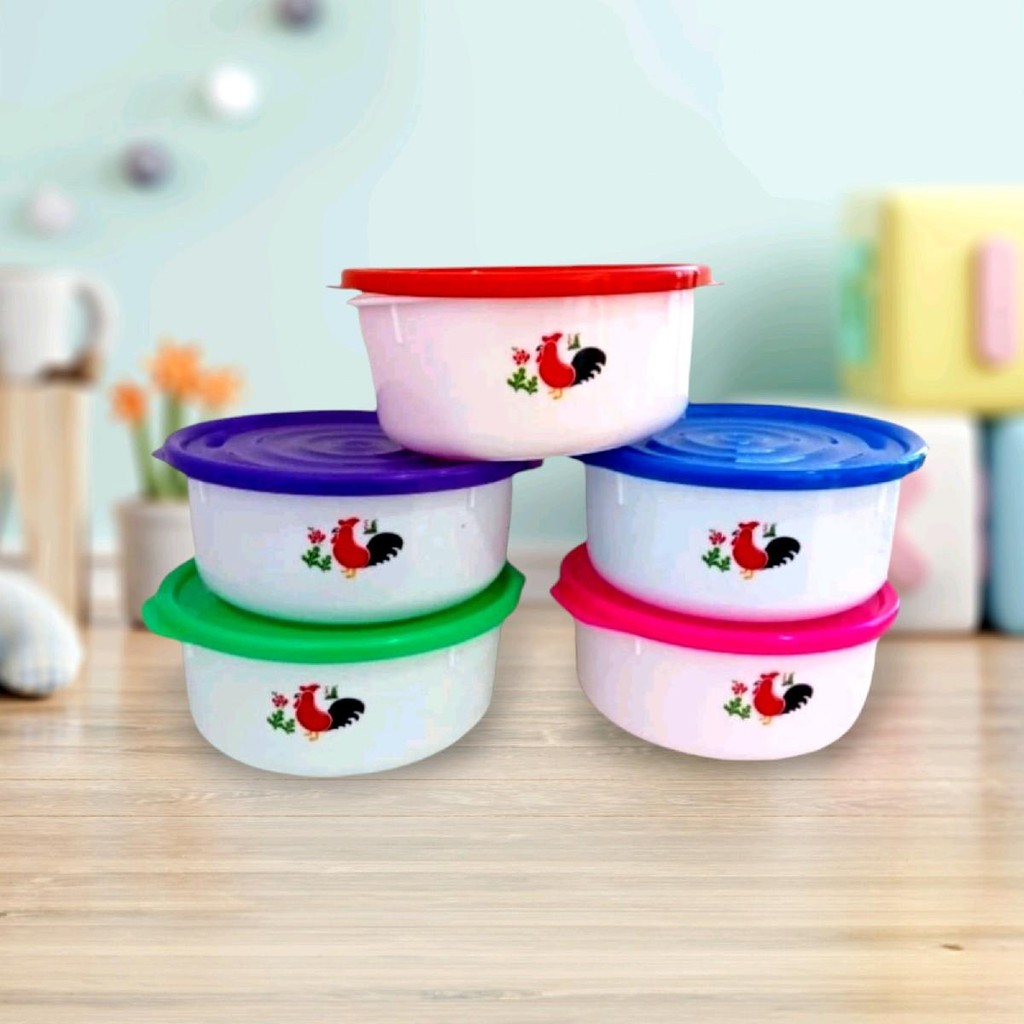 Mangkok Ayam Jago Berbahan Plastik dengan Tutup