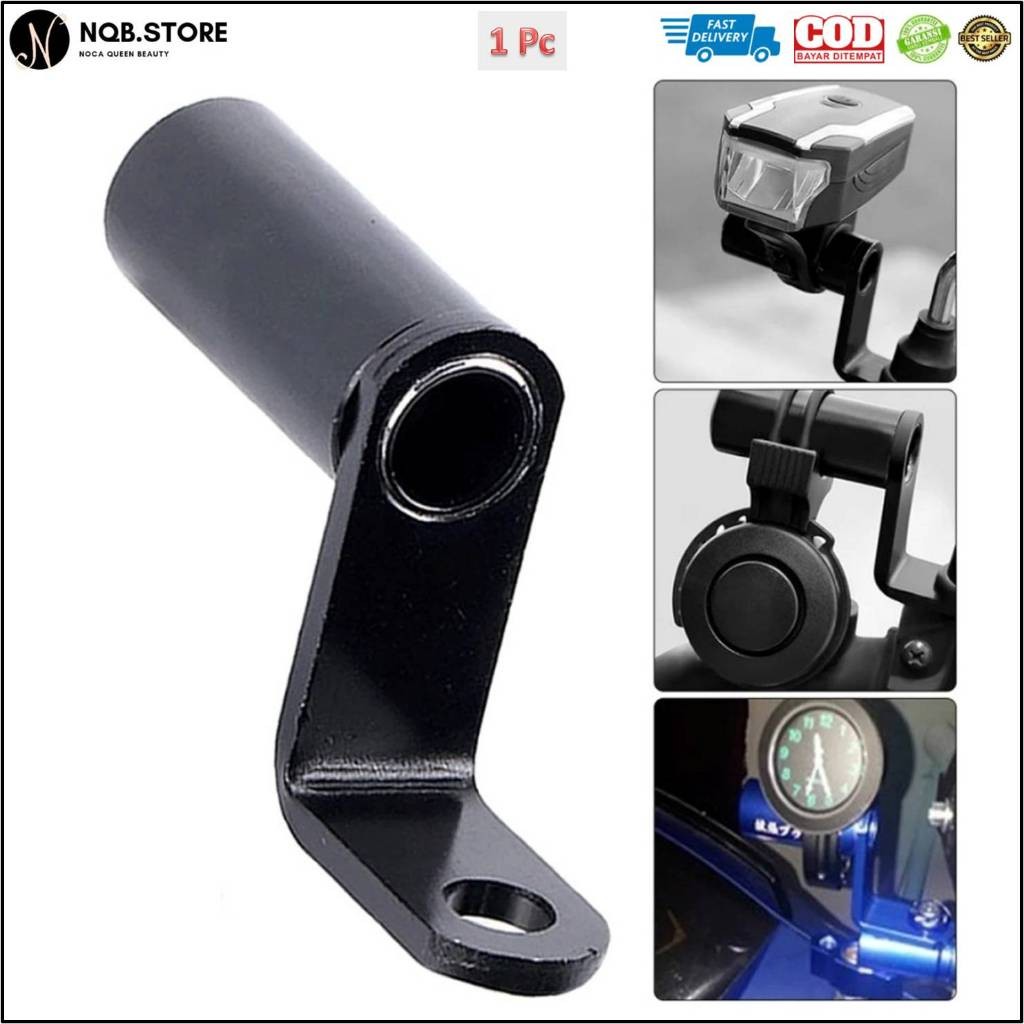 NQB - Dudukan Lampu Tembak di Kaca Spion Motor Polos Pipa Bulat Kamera Charger Jam - LED Lamp Bracke
