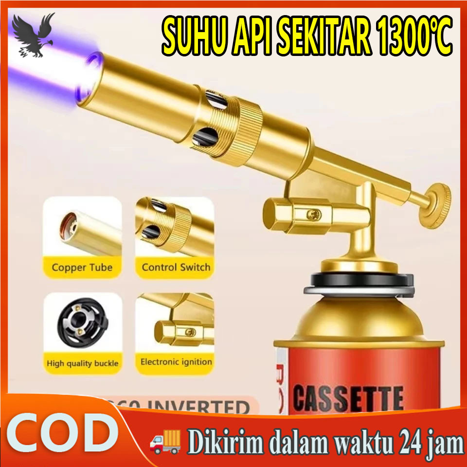 Flame Gun Gas Torch Blow / Pemantik Api Elektrik Torch Kepala Las Manual Kuningan Dual Api Kepala La