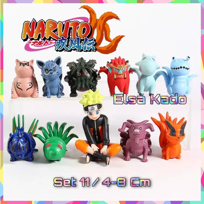 Figure Naruto Chibi Set Isi 11 Edisi Bijuu Kyuubi Kurama Gaara Shukaku