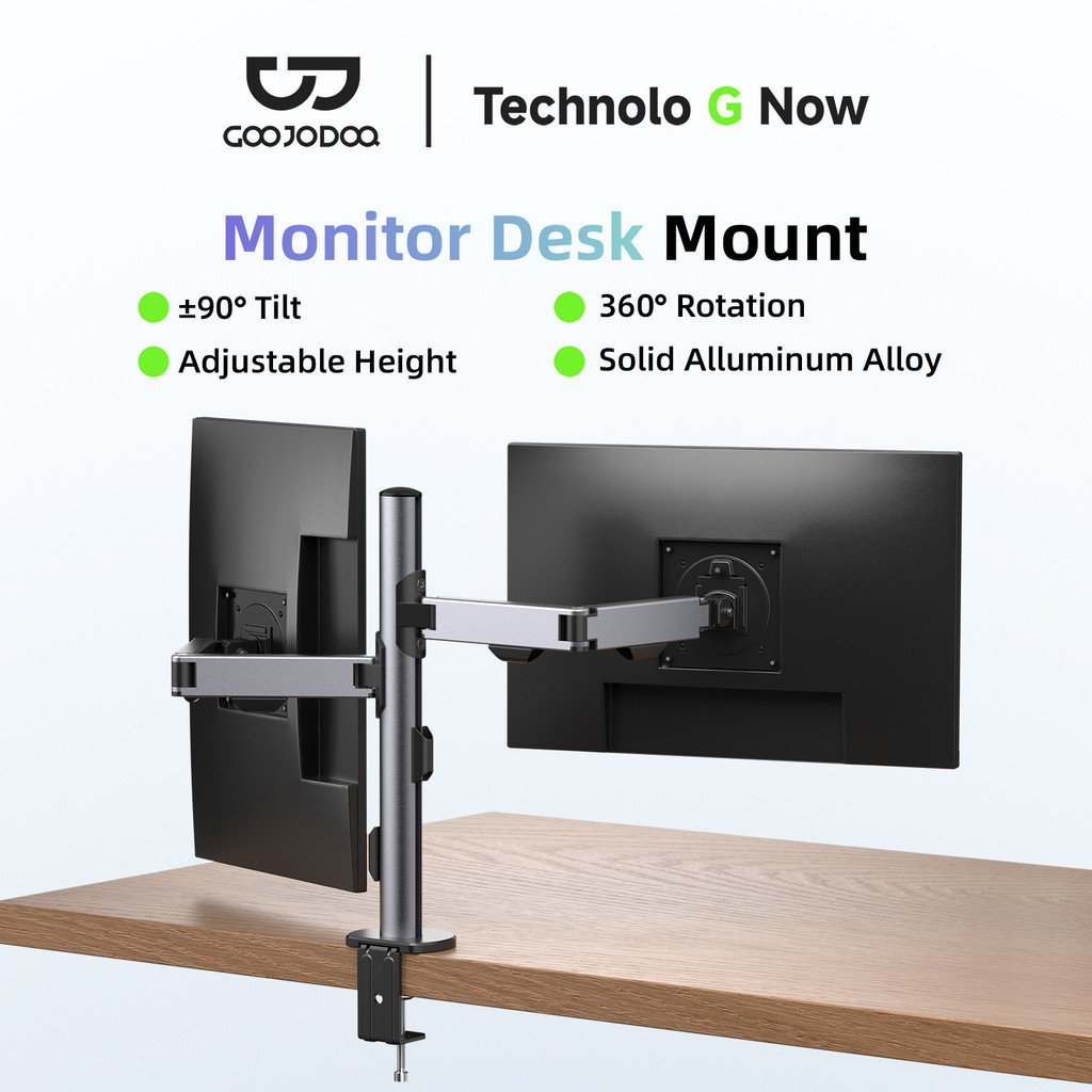 GOOJODOQ Aluminum Alloy Single and Double Arm Display Bracket Flexible Multi Angle Adjustment Dual I