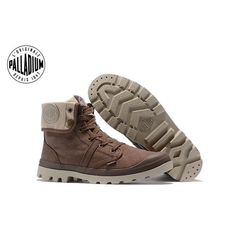 PALLADIUM Pallabrouse Dark Brown Sneakers Men Women High-top Army Leisure Ankle boots Canvas Casual 
