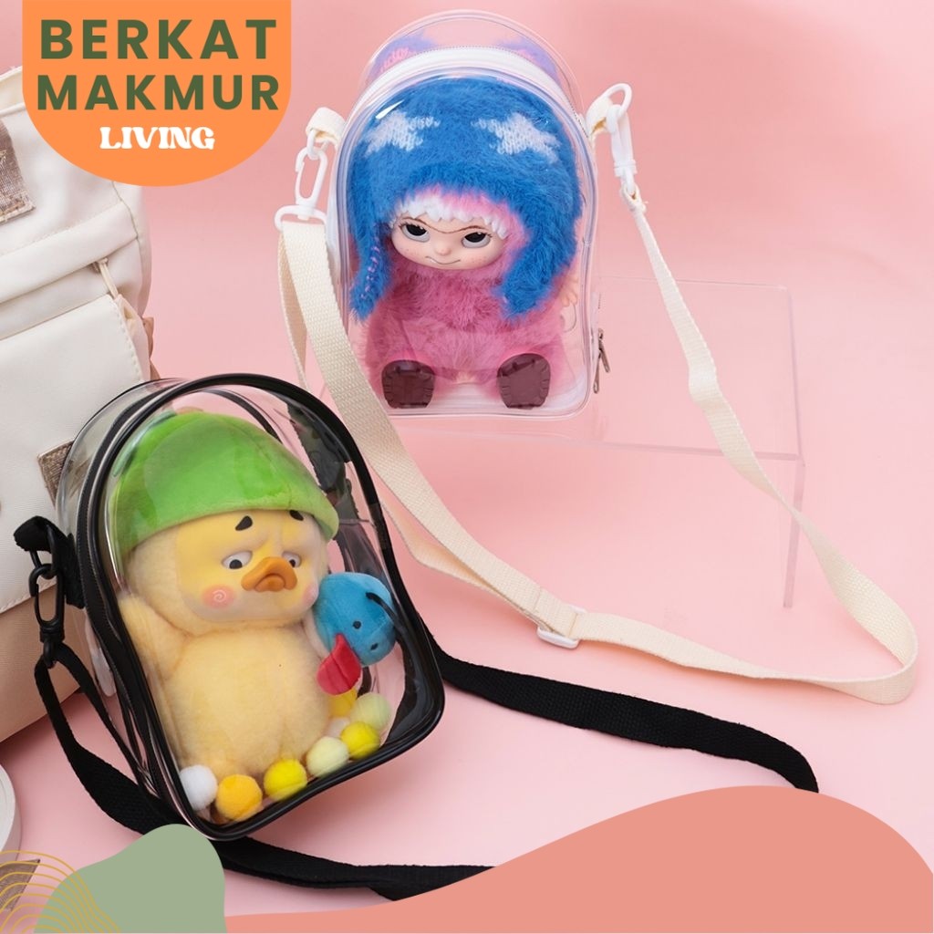 (BERKAT) ST1375 Tas Boneka Transparan Pouch Besar Dengan Tali Tas Konser Phone Bag Tas Selempang Tra