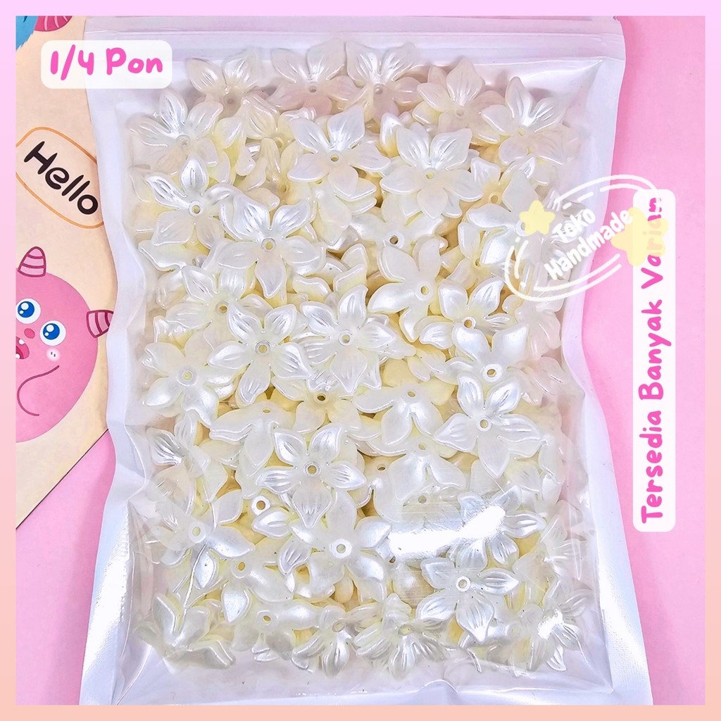 (1/4 PON) Manik Manik Kelopak Bunga Mutiara Akrilik DIY Beads - BH173