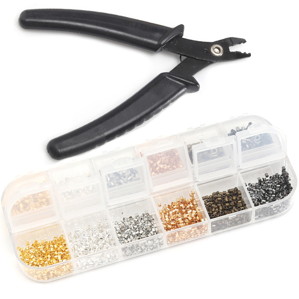 Bead Crimping Plier and 2700pcs Crimping Bead, 6 Color 1.5mm 2mm Crimp Tube for DIY Bracelet Necklac