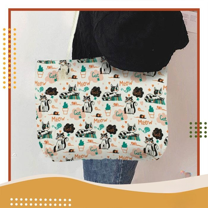 NA Tas Bahu Kanvas Tali Macrame / Tas Bahu Bahan Kanvas Wanita / Shoulder Bag / Tote bag Kanvas Tali