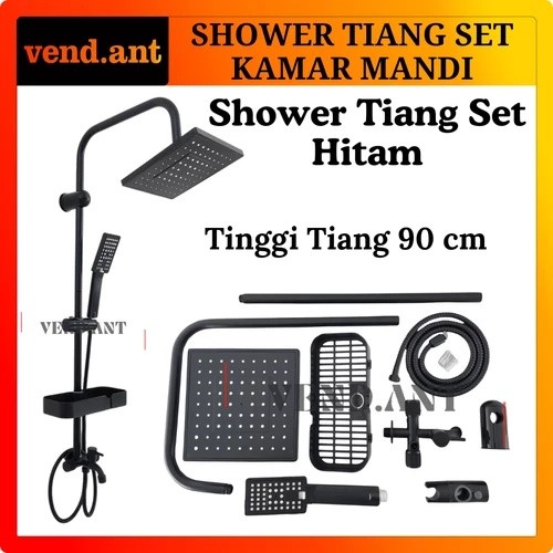 Shower Tiang Set Kamar Mandi Kotak Hitam Black