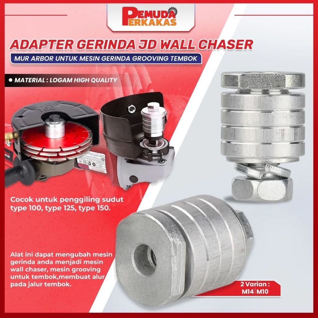 Ring adapter gerinda jd wall chaser - mur arbor untuk mesin gerinda grooving tembok M14 M10