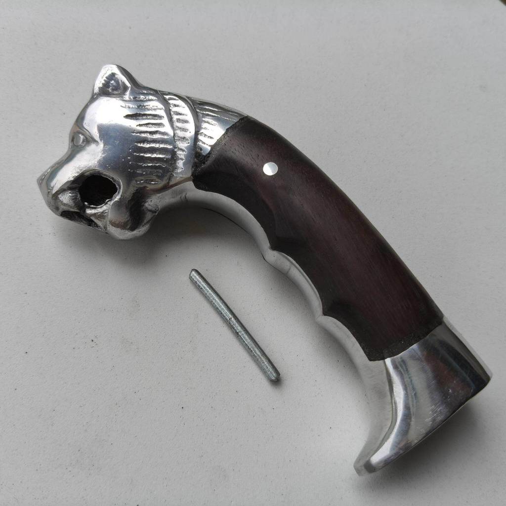 Aksesoris peralatan kebun duralium pegangan gagang golok alumunium motif ukir macan murah aksesories