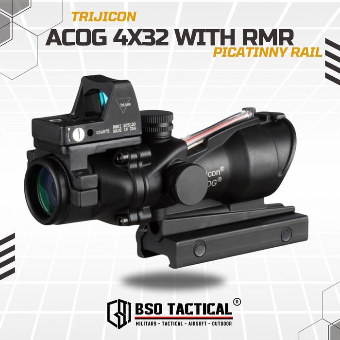 Trijicon ACOG 4x32 RMR Tactical Fiber Optic Rifle Sight Airsoft Scope