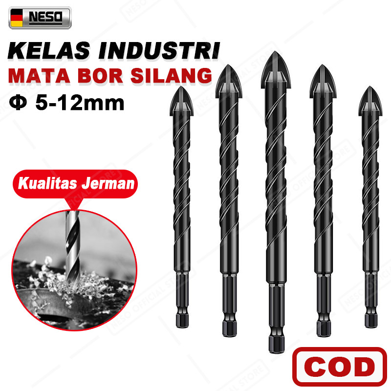 Monake German Mata Bor Silang 5-12MM multifungsi black cross head Mata Bor Cross Drill Bit Hex Bahan