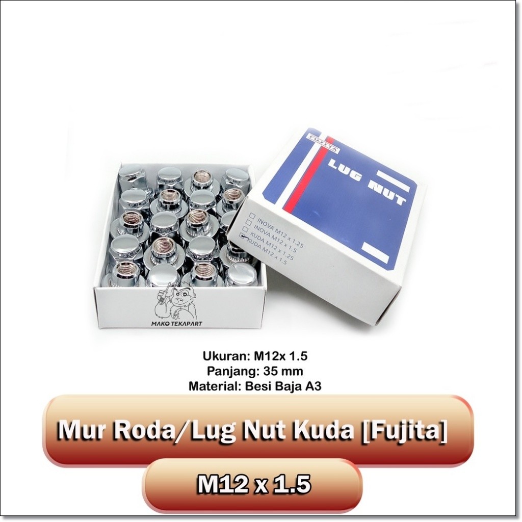 FUJITA Lug Nut Mur Baut Roda Mobil KUDA Racing M12 x1.50 M12x1.25 [SATUAN]