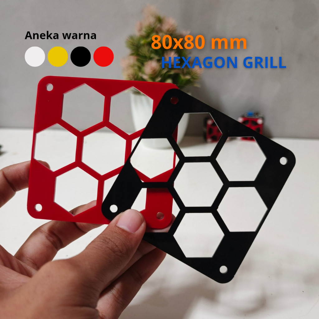 Grill/Pelindung Kipas/Fan 8cm Hexagonal Akrilik / Grill Kipas/Fan 8x8