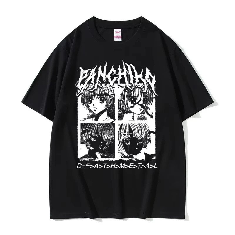 Mode Cetak Kaos Cetak Grafis Album Panchiko DEATHMETAL Pria Wanita Hip Hop Musim Panas Kaos Vintage 
