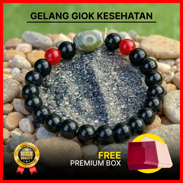 Gelang Giok Asli 100% / Gelang Batu Alam Giok Onyx Merah / Handmade Premium / Gelang Unisex