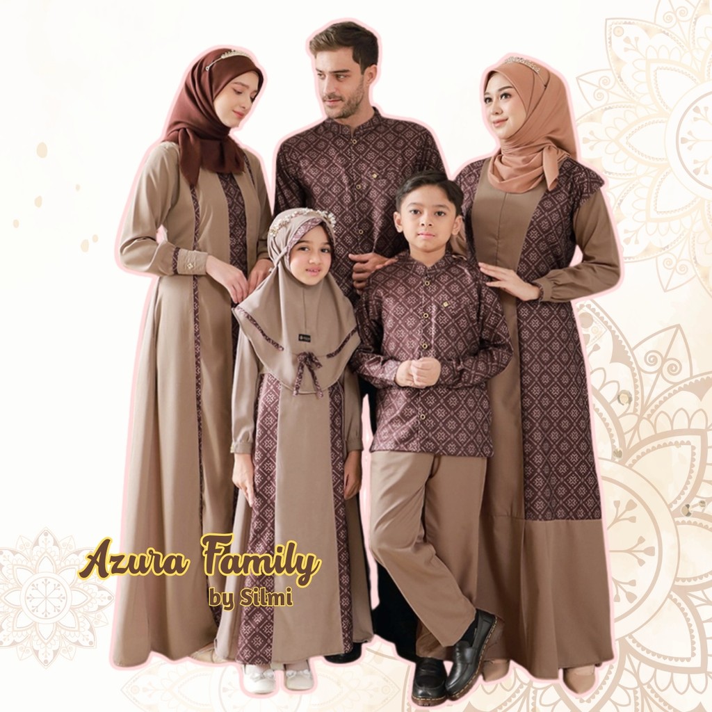 Gamis Couple Keluarga Baju  Pasangan Lebaran Ayah Ibu Anak Kekinian Silmi Azura Family Maroon