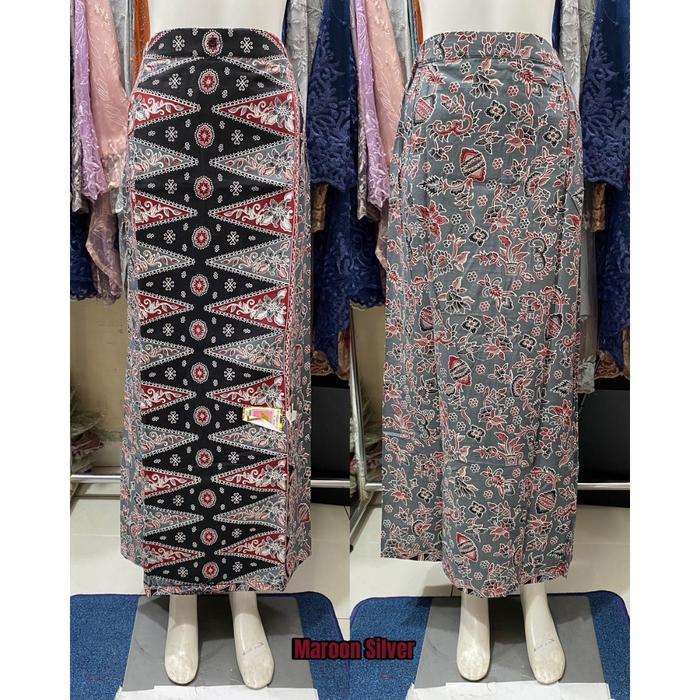 Rok Tumpal Sogan Betawi / Rok Span Bawahan Kebaya Encim Merah Biru - MAROON SILVER