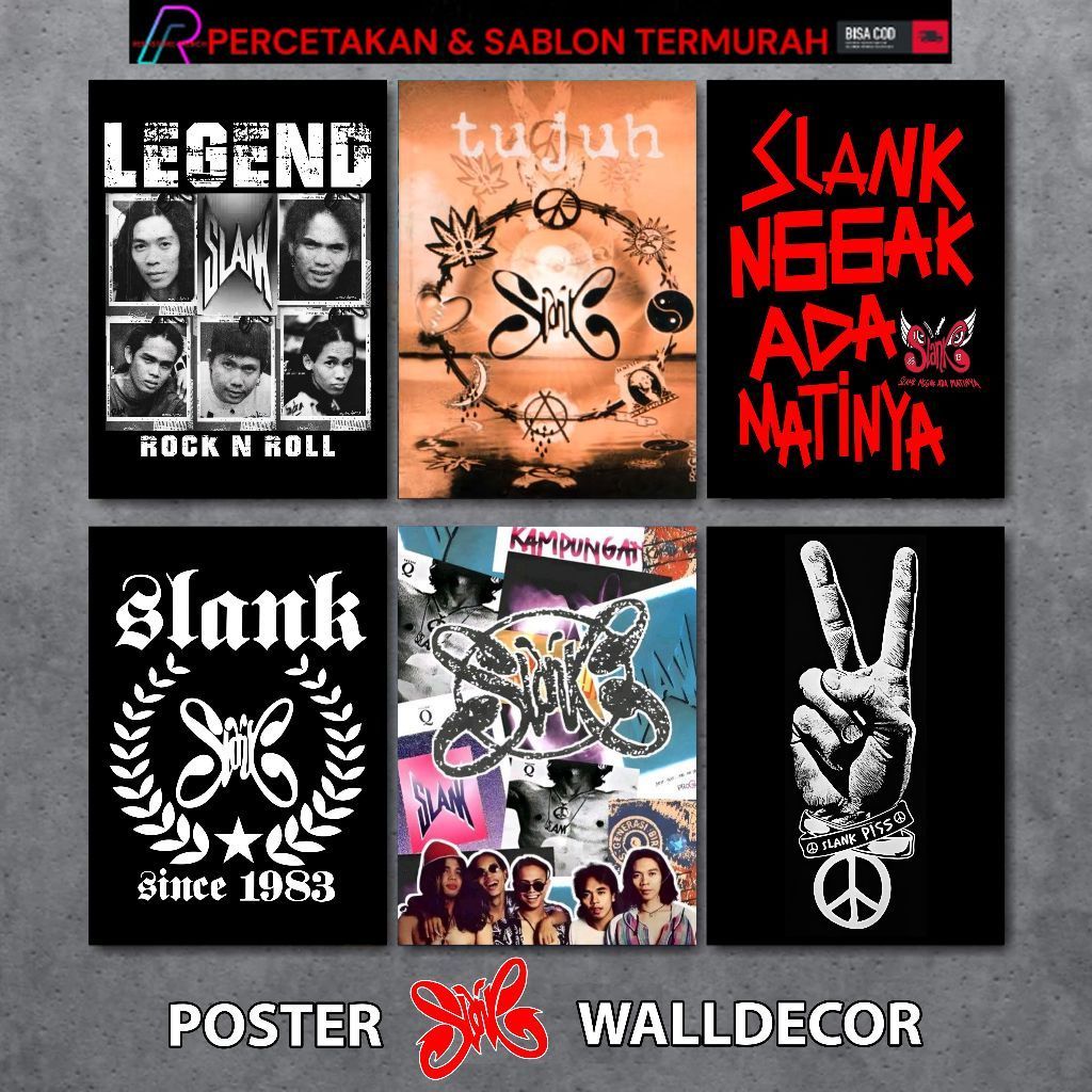 REDSTOREMERCH Poster dinding aesthetic Band SLANK design - dekorasi kamar aesthetic - Hiasan dinding