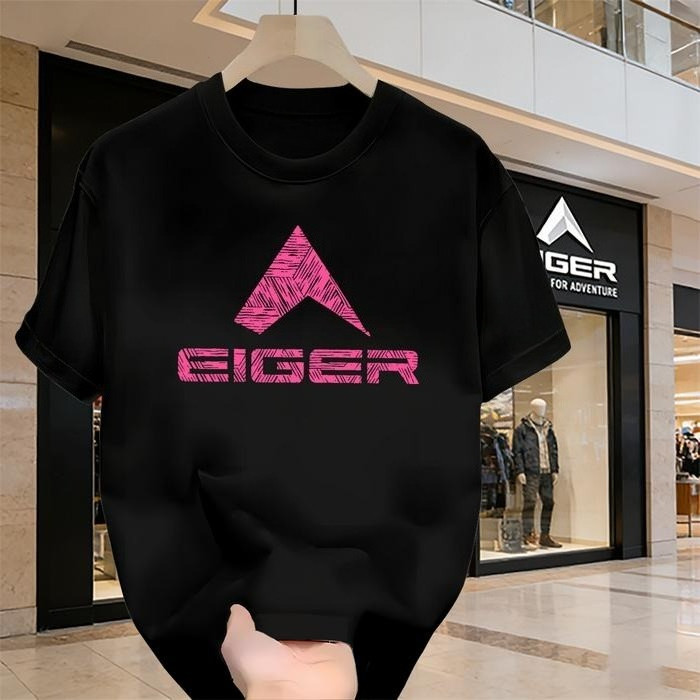 COD Kaos Eiger Logo Sketsa Pink | Kaos Casual Pria Eiger Kekinian Warna Cerah - hitam, S Comfortable