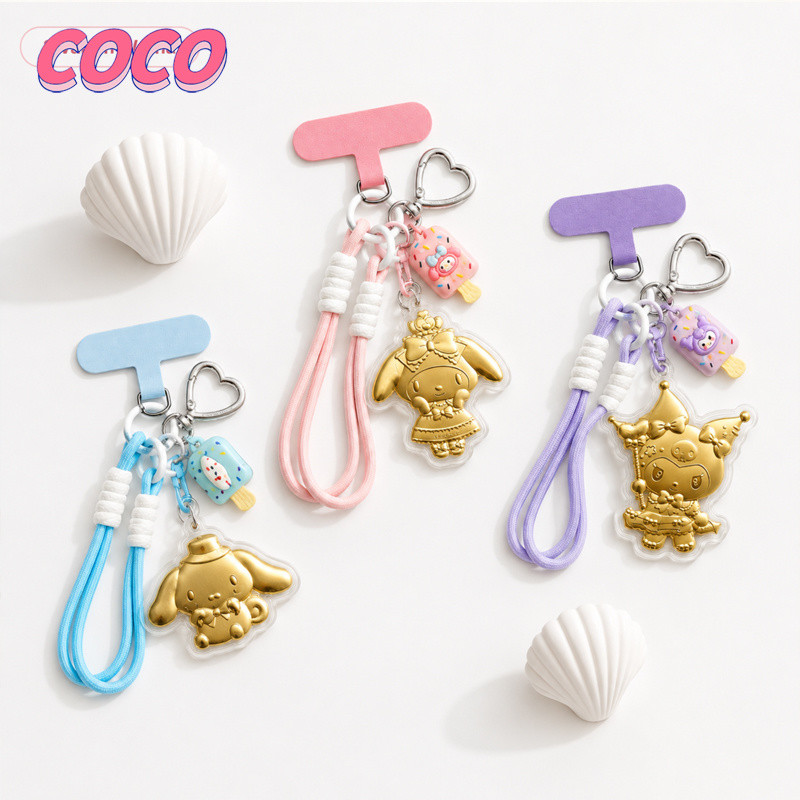 Tali Gantung HP Motif Sanrio Pendek Hiasan Tas Hadiah Unik(imitasi Emas)-Coco