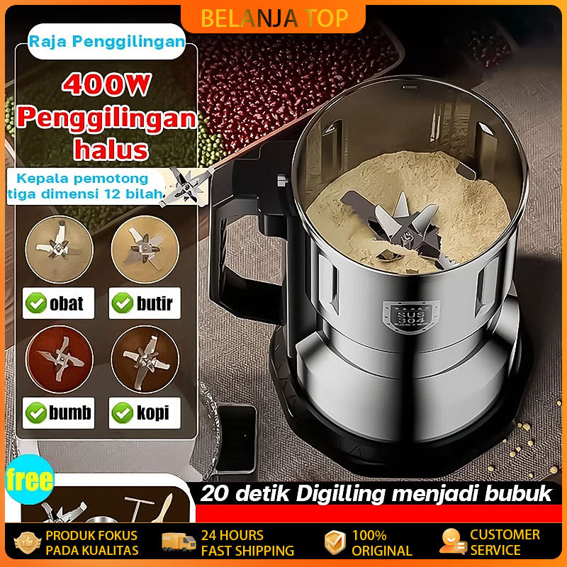 Batu bata bisa pecah Alexd Mesin bubuk tepung Penggiling kopi 400g Grinder Herbal Biji Kacang Obat M