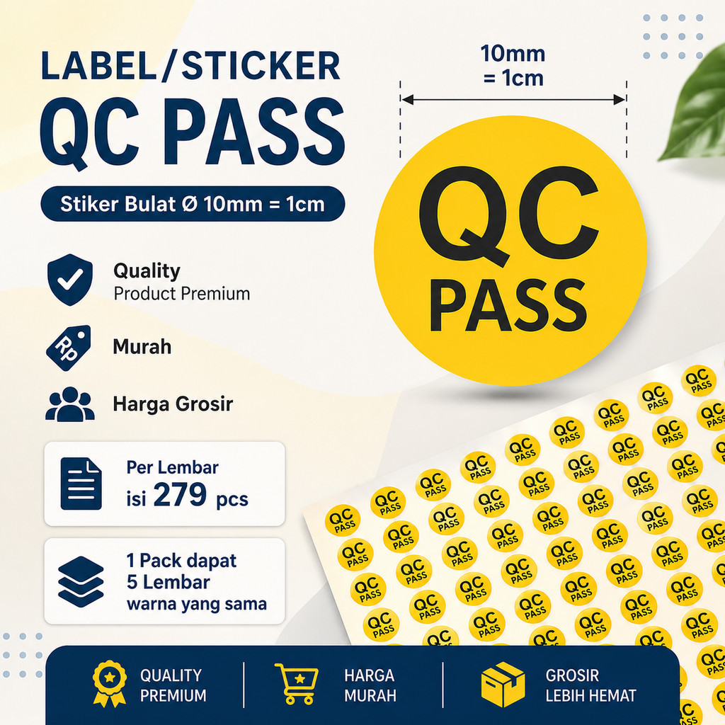 Sticker Pack Premium - STIKER BULAT QC PASS 1 CM- qc pass 10 mm - QC PASS Ukuran 1 cm