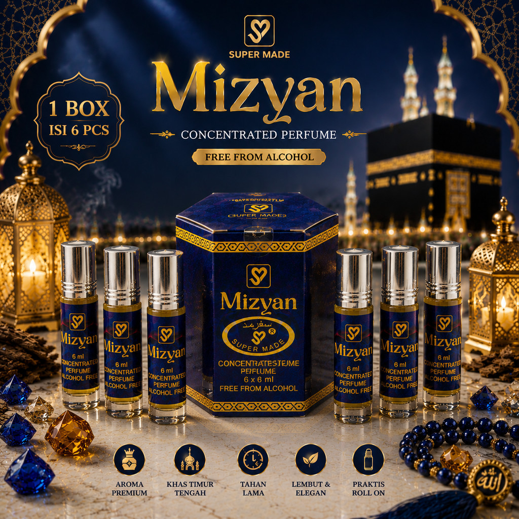 (1box-6pcs) Supermade mizyan roll on original 100% super made mizyan parfume non alkohol halal
