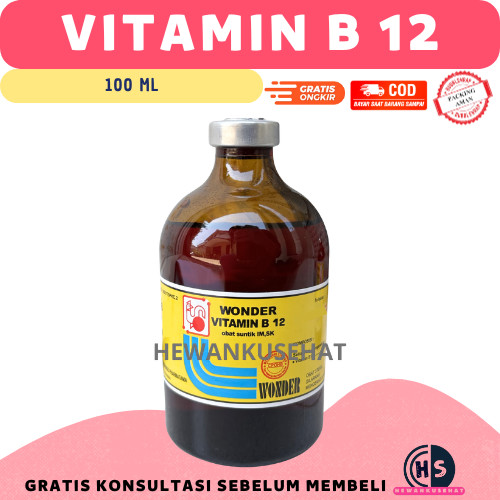 Wonder Vitamin B12 100 ML - Vitamin B12 Anemia & Gangguan Pertumbuhan Hewan Ternak Wonder