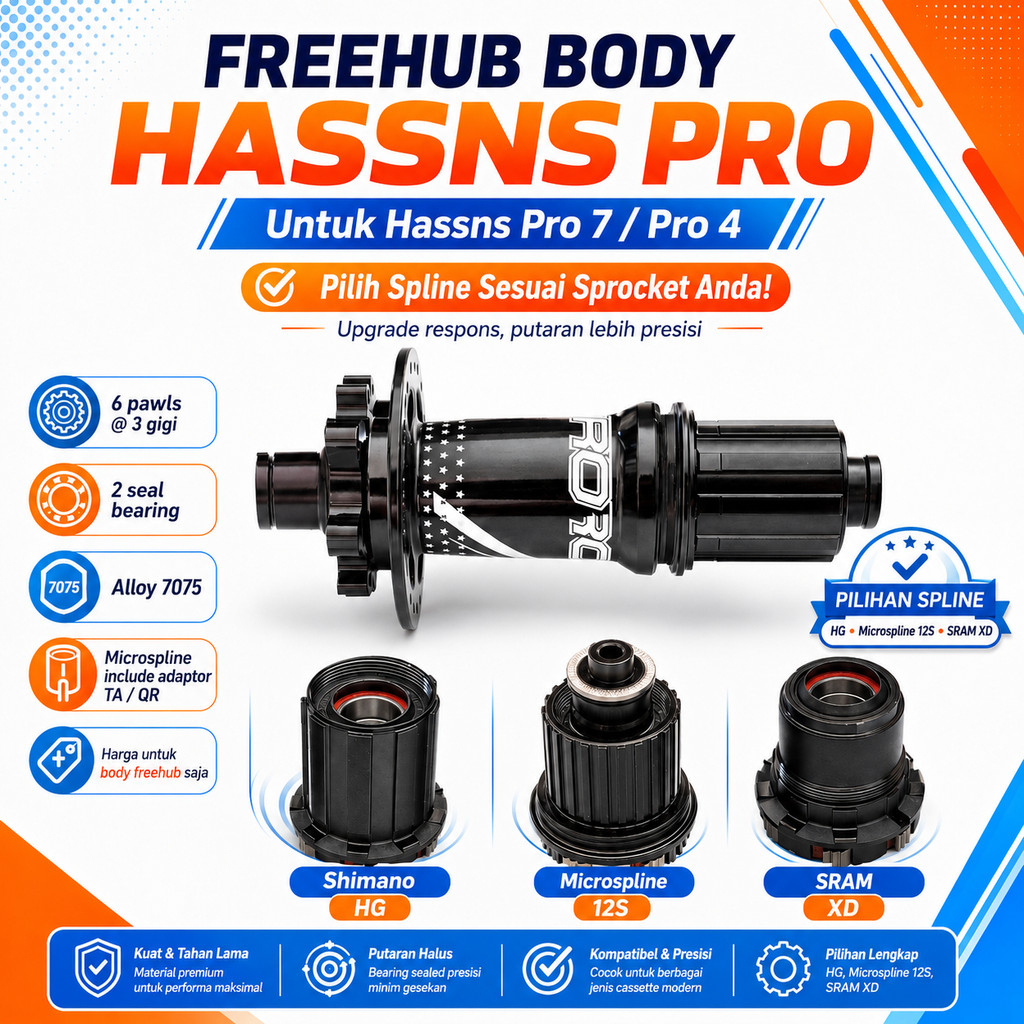 Freehub Body Hassns Pro Shimano HG Slup Microspline MS Sram XD rumah sprocket 12 speed 12S