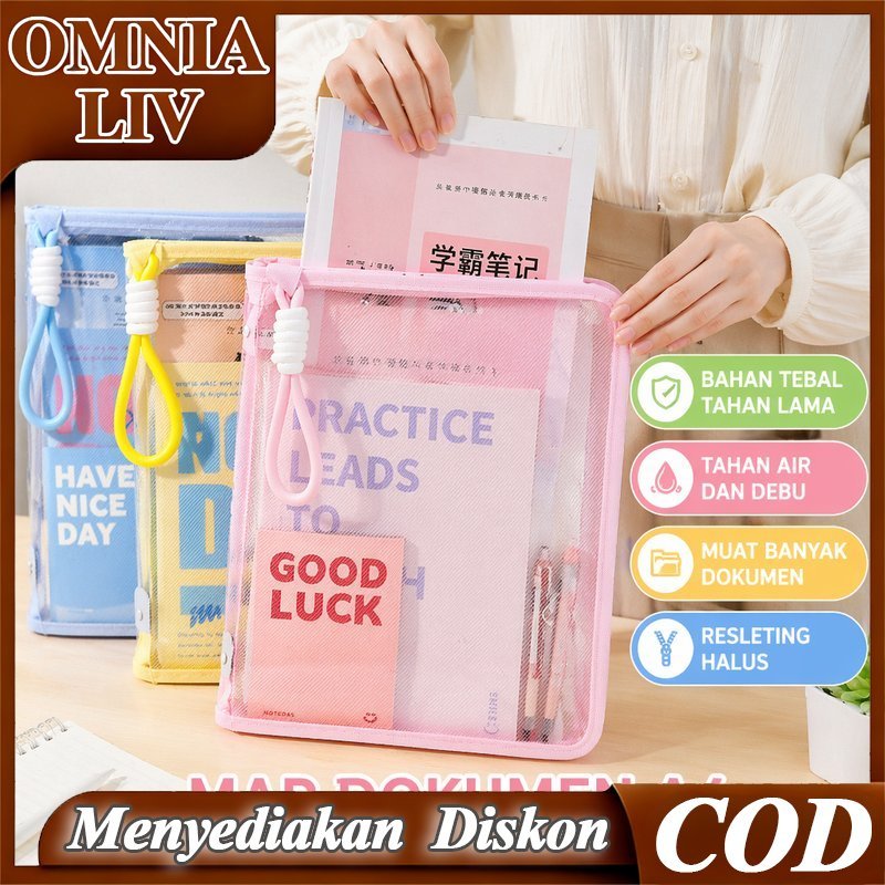 Map Dokumen A4 Transparan Plastik PP Portabel Dengan Tali Folder Arsip Kantor Sekolah