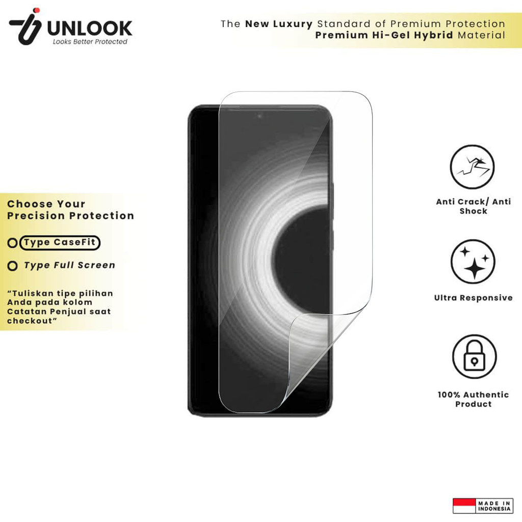 UNLOOK Hi-GEL HYBRID Hydrogel+ Screen Protector for Xiaomi Redmi K60 Pro, K60, K50i, K50 Gaming Edit