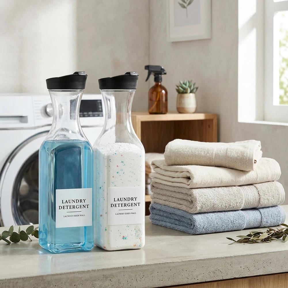 2pcs Laundry Detergent Dispenser Bottle with Label Liquid Laundry Dispenser Detergent Dispenser for 