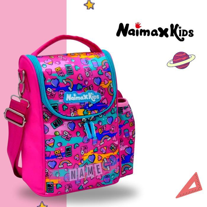 Naimax Kids Sling Lunch Box | Lunch Box Custom Nama Anak Lucu & Unik - Pink Craft
