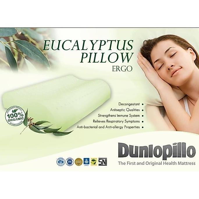 Dunlopillo Bantal Latex Ergo Eucalyptus Kayu Putih Anti Bakteri 100% Natural Latex 60x40x11cm Comfor