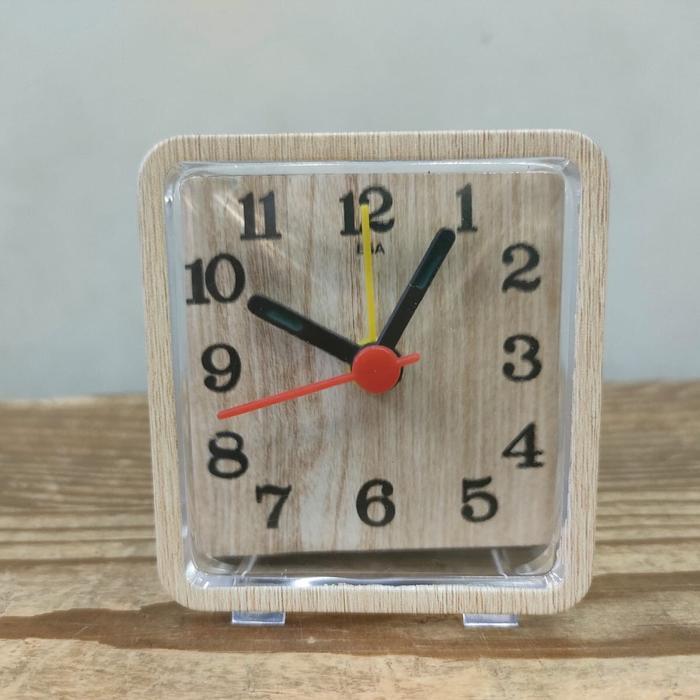 Jam Weker Kotak Mini/Jam Weker Segienam/Jam Meja Weker/Jam Transparan - Jam Kotak