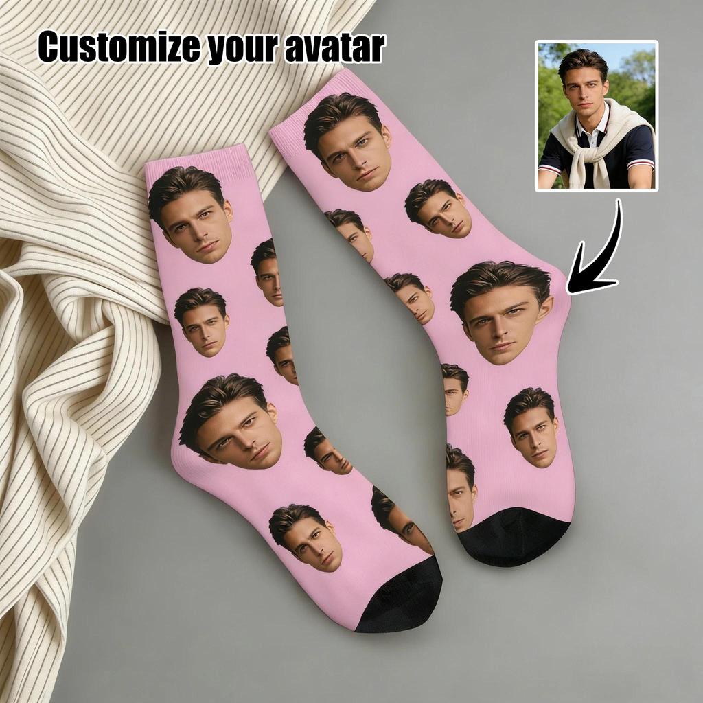 Kaos kaki avatar custom untuk pria dan wanita, kaos kaki foto custom, kaos kaki gambar personalisasi