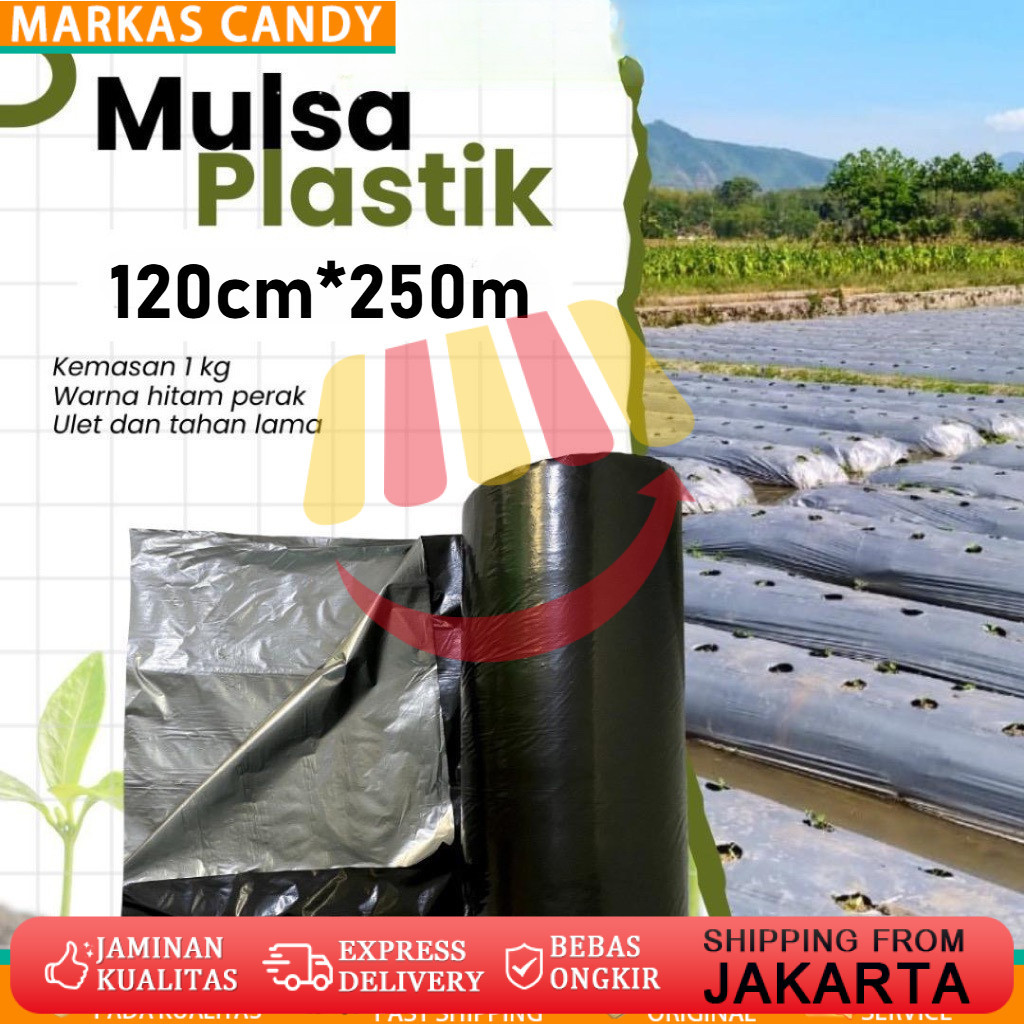 Per Roll Mulsa Hitam Perak Lebar 60cm-120cm/Mulsa Hitam Perak 1 Roll Panjang 250meter/Mulsa Hitam Pe