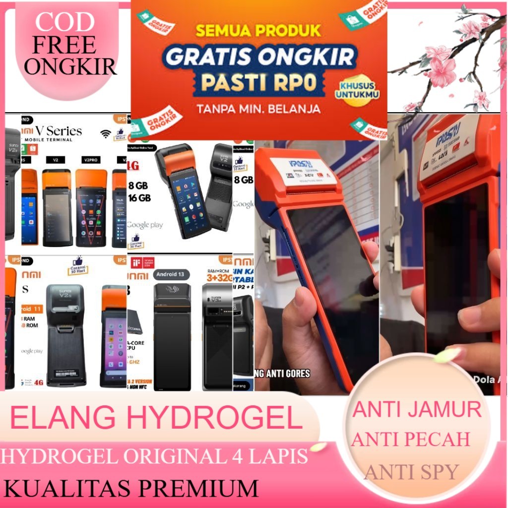 Anti Gores Hydrogel Anti Spy Privasi Glossy Mesin EDC / POS Sunmi V2 V2s V1s L2s L2Ks L2K L2 L2H D2 