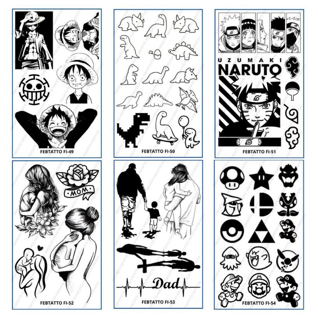 FRUIT INK Tato Temporer Mini Tahan 1 Bulan  one piece dinosaurus naruto keluarga ibu anak ayah anak 
