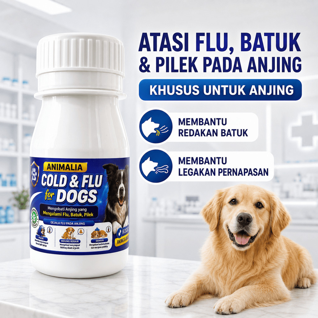 Animalia Cold & Flu for Dogs 10 Kapsul Obat Flu Anjing Flu Pilek Batuk Demam Bersin Berat Menahun Ki