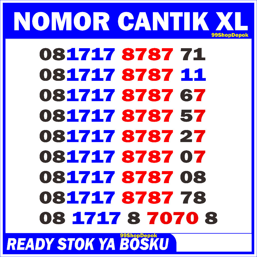 Nomor Cantik XL 1717 8787 XL 8787 Kartu Perdana Nomer Cantik XL 4g 5g 7070 8787 78
