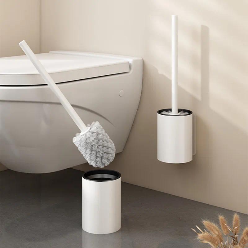Wall Hanging Space Aluminum Toilet Brush Cleaner Bathroom WC Cleaning Tool Vertical Stand Long Handl