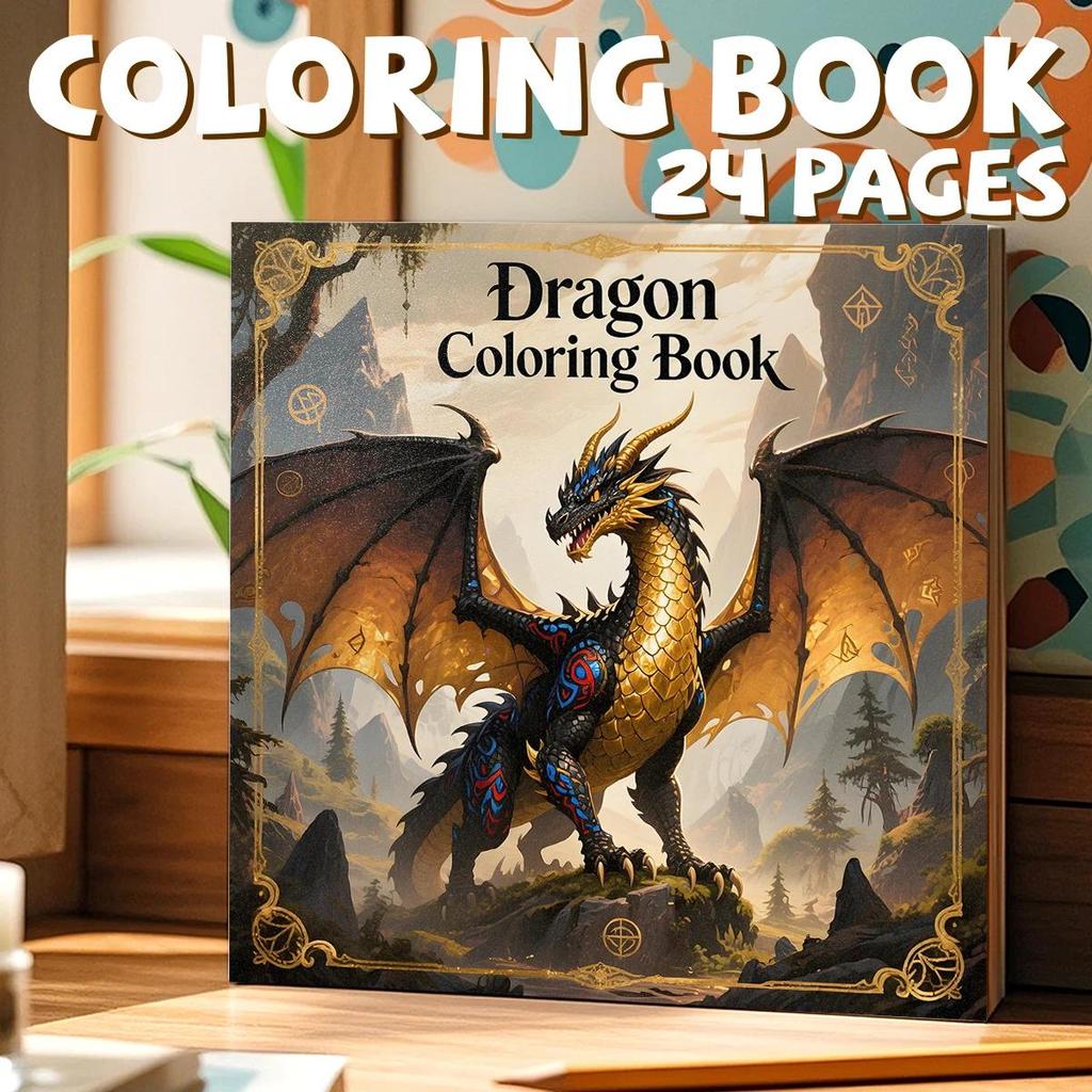 Dragon Bold-Easy Patterns Coloring Book for Adults Cute Line Drawing Art Book Stress Relief Perfect 