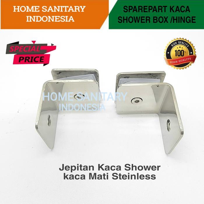 Jepitan kaca Shower Box Glass Clamp Engsel Kaca Shower kamar mandi Steinless 304 (1bh) - Kaca ke Tem