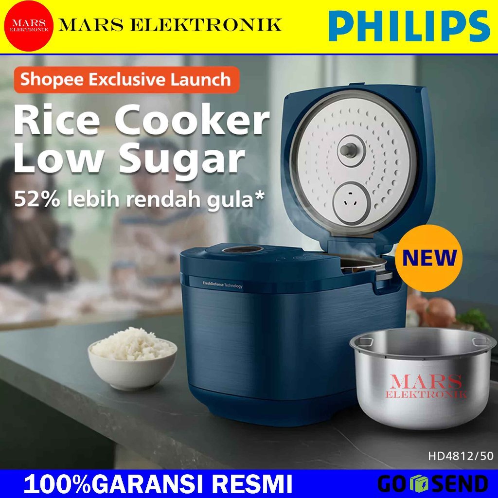 PHILIPS RICE COOKER HD4812 / 50 - LOW SUGAR RICE COOKER - HD 4812 RICE COOKER MAGIC COM DIGITAL LOW 