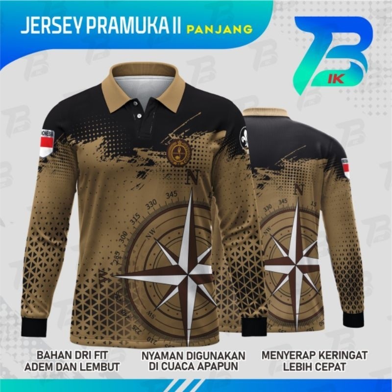 JERSEY WANGKI PRAMUKA KOMPAS LENGAN PANJANG / KAOS KERAH PRAMUKA KOMPAS FULLPRINTING/JERSEY PRAMUKA 