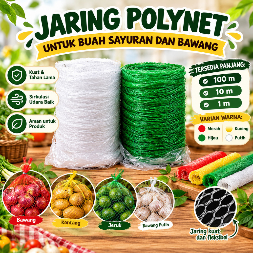 [100 Meter] GROSIR Jaring Polynet  rajut Jaring buah waring buah Bahan Nilon Serbaguna
