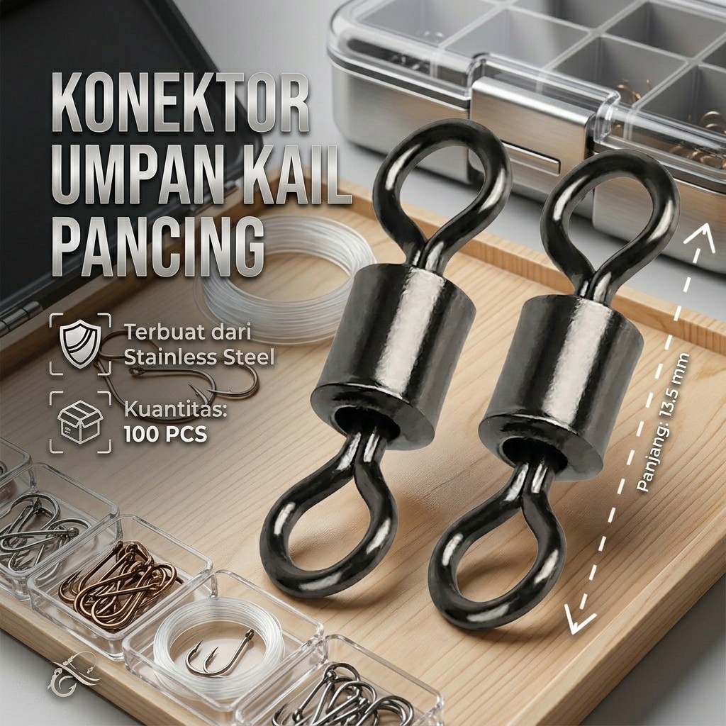 TaffSPORT Rolling Snap Swivel Kili Kili Pancing Jigging Casting Kail 100 PCS