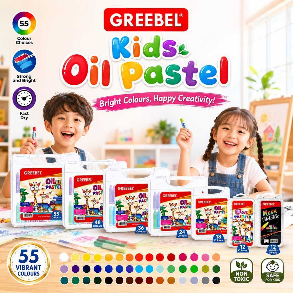 Crayon Greebel Oil Pastel Warna Cerah Tekstur Lembut Alat Mewarnai Menggambar Anak PAUD TK SD