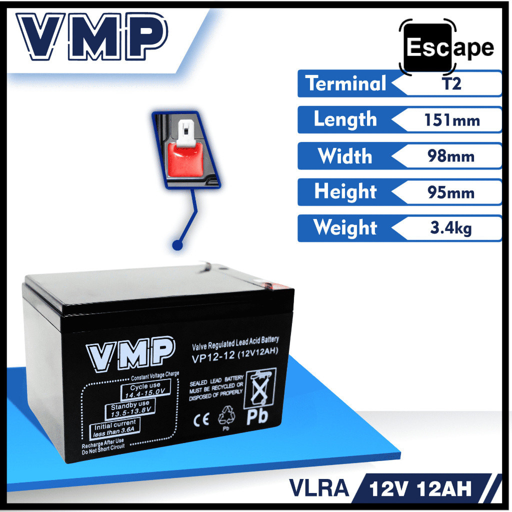 Aki UPS VMP 12V 12AH Baterai UPS Aki Kering Batere UPS Battery VRLA original bergaransi resmi